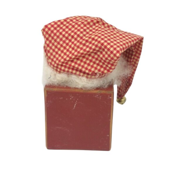 Wood Block Shelf Sitter SANTA Doll, Unique Artisan Hand Crafted Holiday Decor - Picture 4 of 4